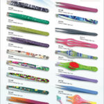 Eyebrow Scissors, Flat Tip Tweezers, Slant Tweezers, Pointed Tweezers, Angled tip Tweezers. Colored and Pattern Tweezers.