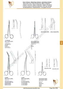 Gum scissors, dissecting scissors, operating scissors