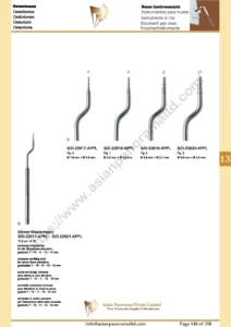 Osteotomes, Bone instruments, Korner-Westermann, concave working end for sinus floor elevation, graduated 7 -10 -11 -13 -15 mm