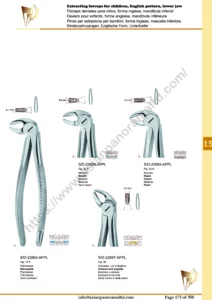Extracting forceps, English pattern, upper jaw, incisors and bicuspids, incisors and cuspids, Molar, deep-gripping, Roots, Klein