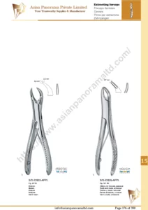 Extracting forceps, English pattern, upper jaw, incisors and bicuspids, incisors and cuspids, Molar, teeth and Roots, Universal