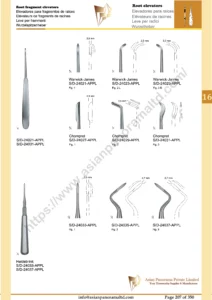 Root elevators, Root fragment elevators, Warwick-James, Chompret, Heidebrink