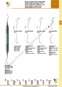 Scalers, periodontology, Gracey curettes with 10 mm handle, subgingival , Incisors, premolars, mesial, universal, molars, lingual, buccal, extra rigid, for stubborn dental plaque