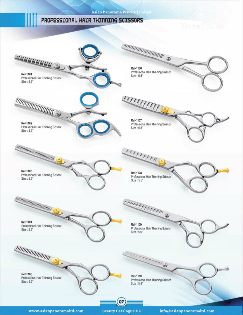 Professional Hair thinning scissors with soft grip Colored. Adjustable Screw. Available sizes Sizes 5 inch , Size 5.5 inch, Size 6 inch