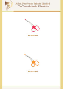 Half Plastic Handle Grip scissors. This Scissor is used for home or cutting Materials or every day home use. This is used for multipurpose. This scissor has teeth design which makes it usable for many uses.