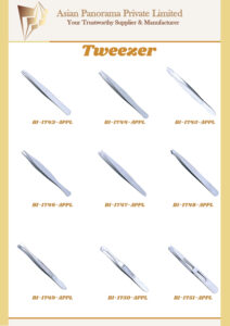 Slant tip Tweezers and Flat Tip Tweezers. Mirror Finished