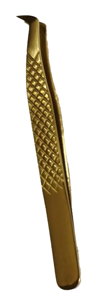 Pointy 45 angle Tweezer for Eyelash Extension or Watch Makers Tweezer Straight Golden Pattern