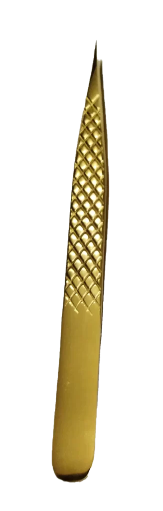 Pointy Tweezer for Eyelash Extension or Watch Makers Tweezer Straight Golden Pattern