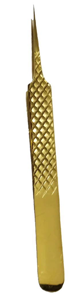 Fine Point Tweezer for Eyelash Extension or Watch Makers Tweezer Straight Golden Pattern