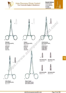 Needle holders, micro needle holders, Webster, Halsey, Cril-Murray, Crile-Wood, Mayo Hagar, Mayo-Hagar