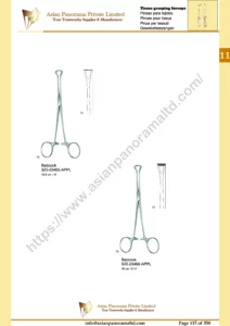 Skin booklets, tissue grasping forceps, Dura hooks, Babcock