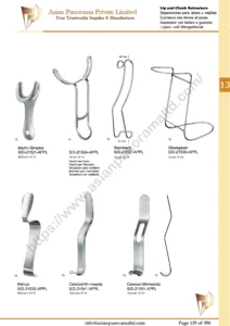 Bone instruments, Lip and Cheek Retractors, Martin-Simplex, Sternberg, Obwegeser, Bishop Cawood-Minnesota, Cawood Minnesota