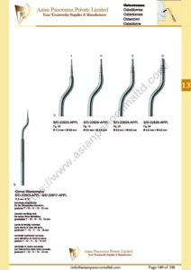 Osteotomes, Bone instruments, Korner-Westermann, convex working end for sinus floor elevation, graduated 7 -10 -11 -13 -15 mm