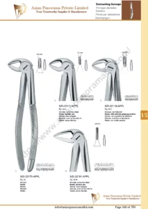 Extracting forceps, Roots, with anti-slip gripping surface, Slender Jaw,