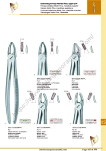 Extracting forceps, English pattern, upper jaw, incisors and bicuspids, incisors and cuspids, Molar, deep-gripping, Roots, Molars with carious or broken caps, Root Frements