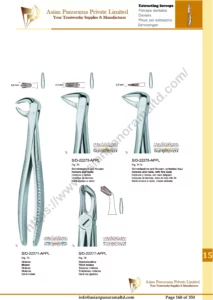 Extracting forceps, English pattern, upper jaw, incisors and bicuspids, incisors and cuspids, Molar, deep-gripping, Roots, Molars with carious or broken caps, Root Frements, very fine beak