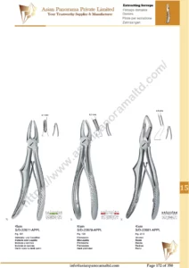 Extracting forceps, English pattern, upper jaw, incisors and bicuspids, incisors and cuspids, Molar, deep-gripping, Roots, Klein