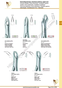 Extracting forceps, English pattern, upper jaw, incisors and bicuspids, incisors and cuspids, Molar, Henahan