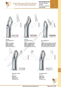Extracting forceps, English pattern, upper jaw, incisors and bicuspids, incisors and cuspids, Molar, Parmly