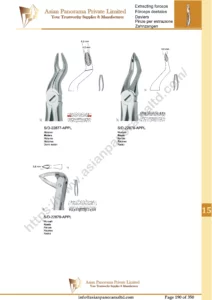Extracting forceps, English pattern, upper jaw, incisors and bicuspids, incisors and cuspids, Molar, deep-gripping
