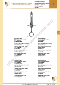 Cylinder cartridge syringe, chrome-plated, 1.8 cc, without aspiration,