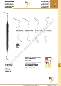 Scalers, periodontology, Periodontal file, Orban, For removal of granulomatous tissue from supra- and infrabone pockets