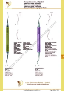 Gracey mini curettes, subgingival , Incisors, premolars, universal, molars, lingual/buccal,