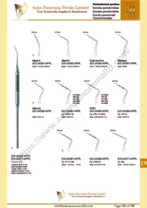 Periodontal probes, Merrit A , Merrit E, Goldman-Fox, Michigan, Mercury, WHO, solid handle, 6 mm