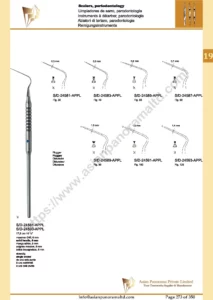 Scalers, periodontology, Root canal instruments, Zurich , Stewart , Plugger , Endo probe, hollow handle, 6 mm, double ended